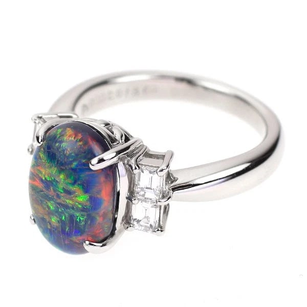 PT900 BLACK OPAL DIAMOND RING - 2