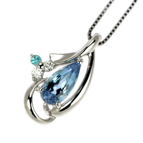 PT900/ PT850 AQUAMARINE PARADE TOURMALINE DIAMOND PENDANT NECKLACE: Pt900/ Pt850 Aquamarine Parade Tourmaline Diamond Pendant Necklace Brand: None Type/Style: Pendant Necklace Material: Metal Purity 850, Metal Platinum, Main Stone/Creation Aquamarine Color: