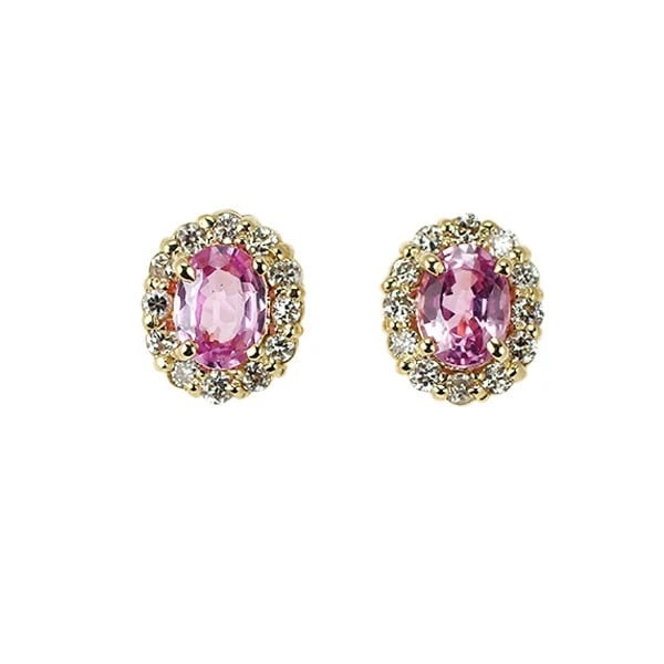 BRAND NEW K18PG PINK SAPPHIRE DIAMOND EARRINGS (1 of 2)