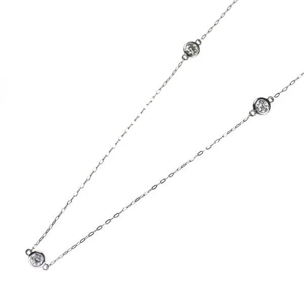 BRAND NEW PT950/ PT850 DIAMOND STATION LONG NECKLACE: Brand New Pt950/ Pt850 Diamond Station Long Necklace Brand: None Type/Style: Necklaces Material: Metal Purity None, Metal Pt850, Main Stone/Creation Natural Color: None Size: Chain Length: 78 