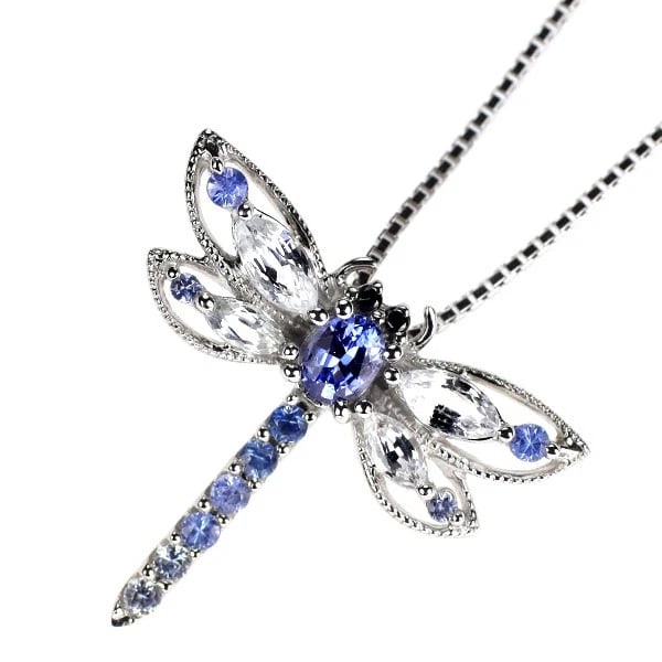 K18WG SAPPHIRE BLACK DIAMOND PENDANT NECKLACE (1 of 2)