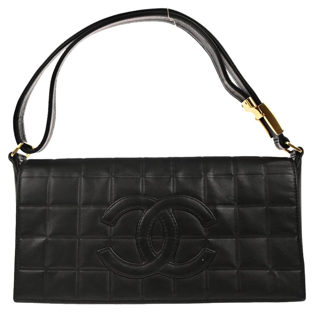 CHANEL BLACK LAMBSKIN CHOCO BAR SHOULDER BAG (1 of 7)