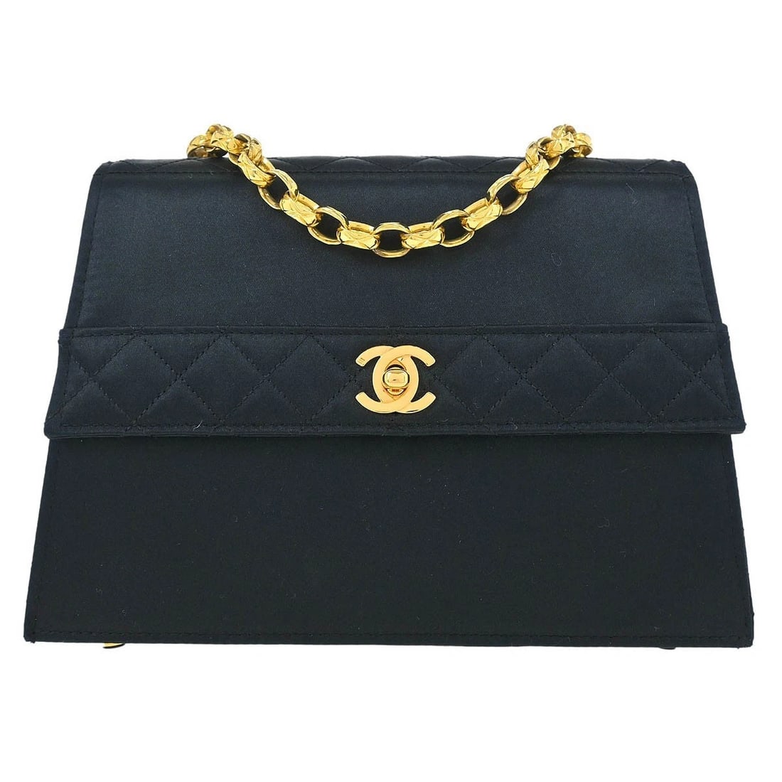 CHANEL BLACK SATIN SHOULDER BAG (1 of 8)