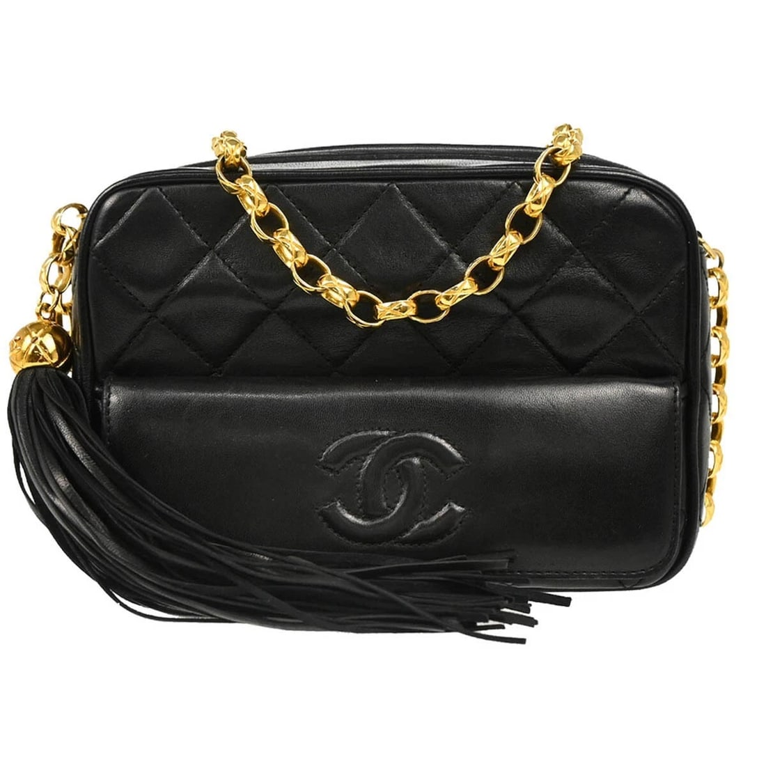 CHANEL BLACK LAMBSKIN CAMERA BAG MINI: Chanel Black Lambskin Camera Bag Mini Brand: CHANEL Type/Style: shoulder bag Material: lambskin Color: black Size: W 7.1 x H 5.1 x D 3.1 " Accessories: None Accessories Notice: When purcha