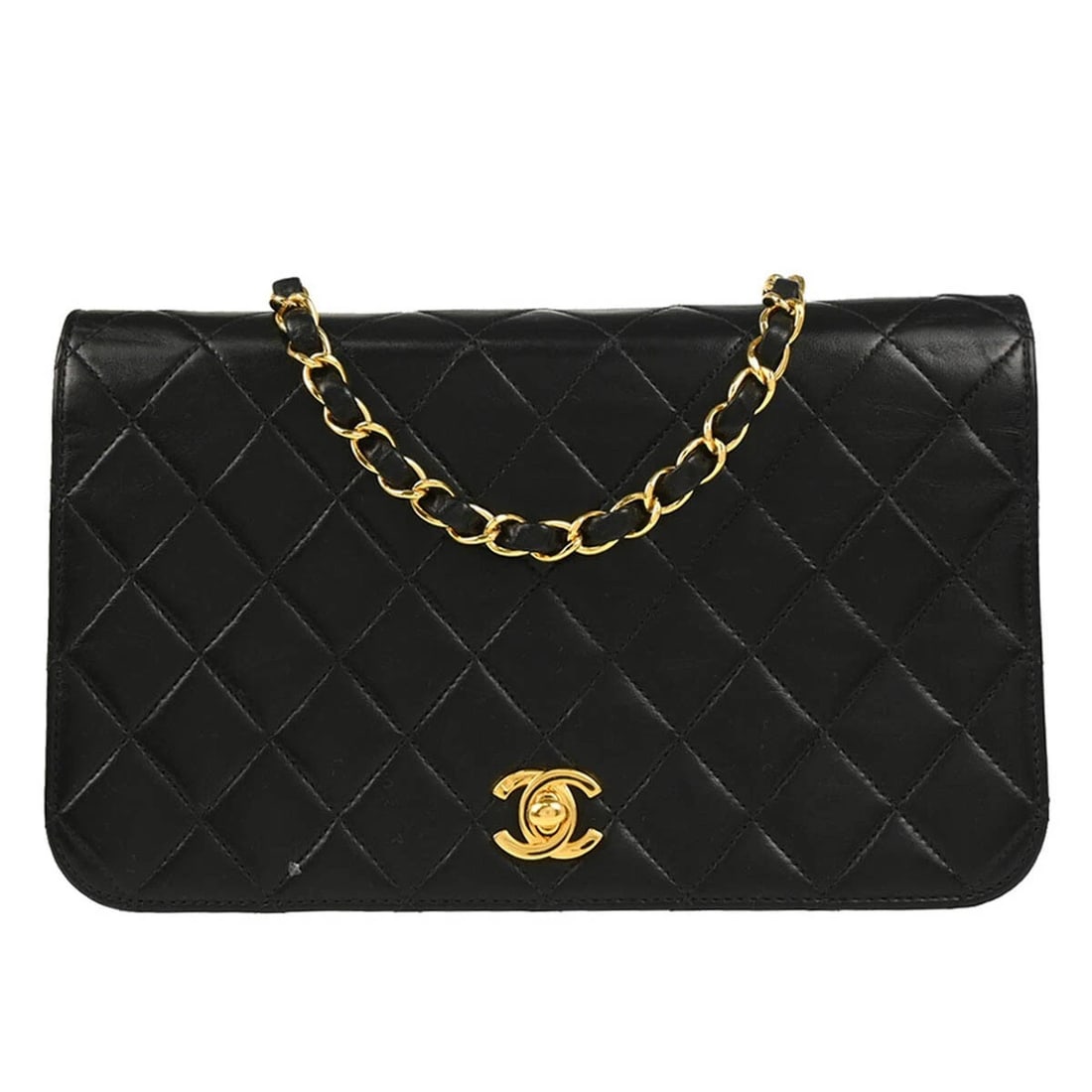 CHANEL BLACK LAMBSKIN TURNLOCK SMALL FULL FLAP SHOULDER BAG: Chanel Black Lambskin Turnlock Small Full Flap Shoulder Bag Brand: CHANEL Type/Style: shoulder bag Material: Lambskin Leather Color: black Size: W 9.3 x H 5.5 x D 2.4 " Strap Drop. 15.7 Accessori