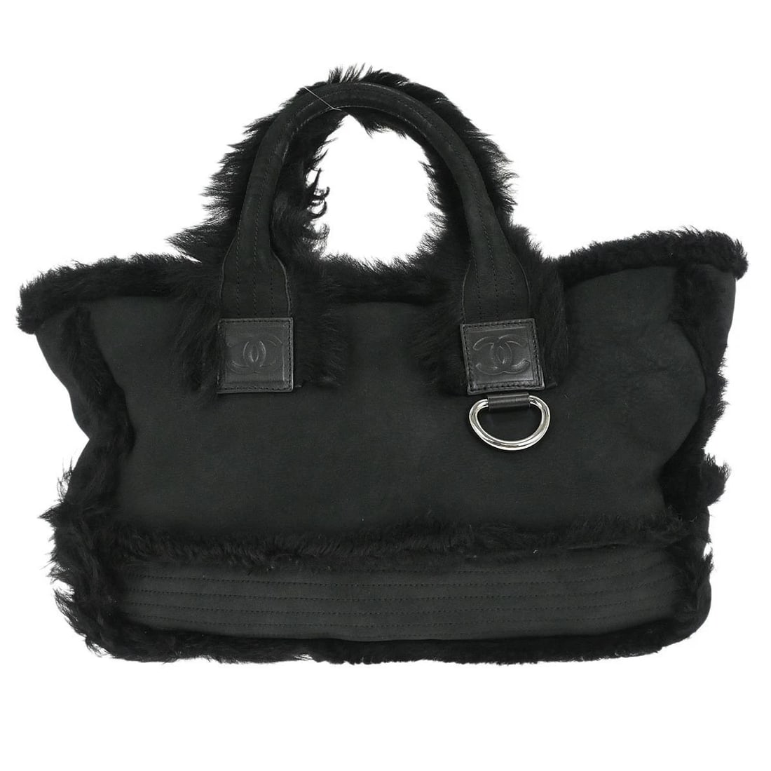 CHANEL BLACK MOUTON SPORT LINE TOTE HANDBAG (1 of 8)