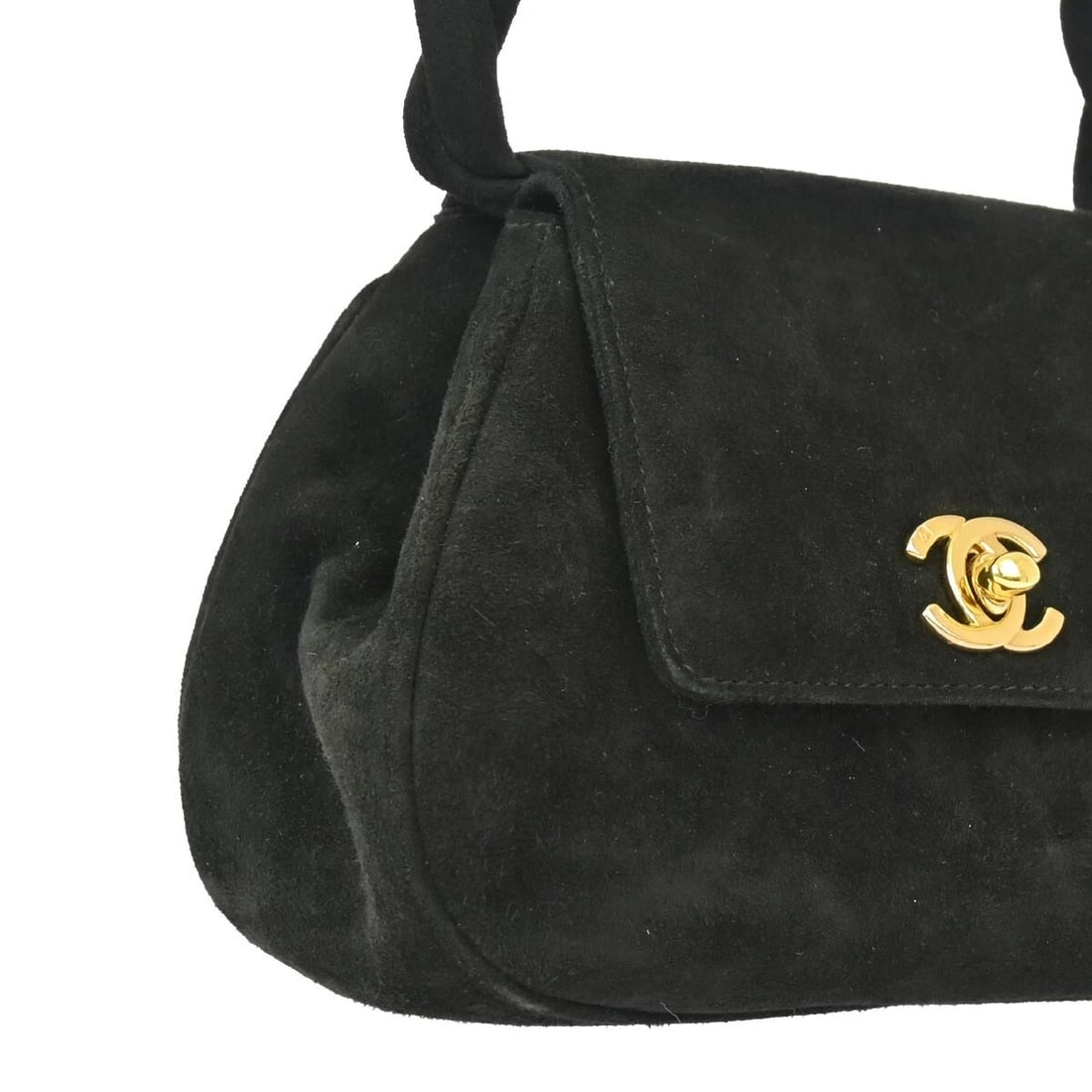 CHANEL BLACK SUEDE HANDBAG - 3