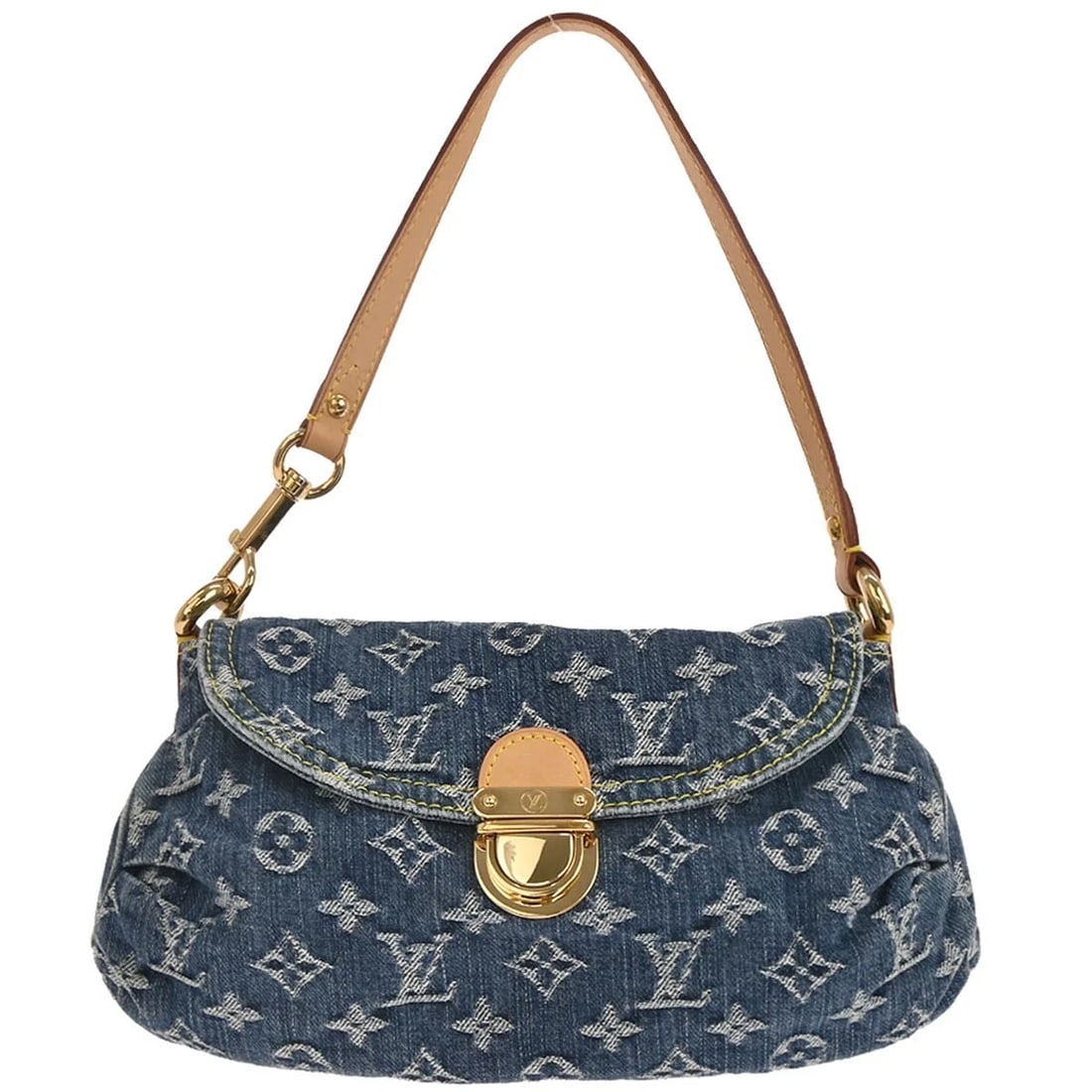 LOUIS VUITTON BLUE MONOGRAM DENIM MINI PLEATY HANDBAG (1 of 8)
