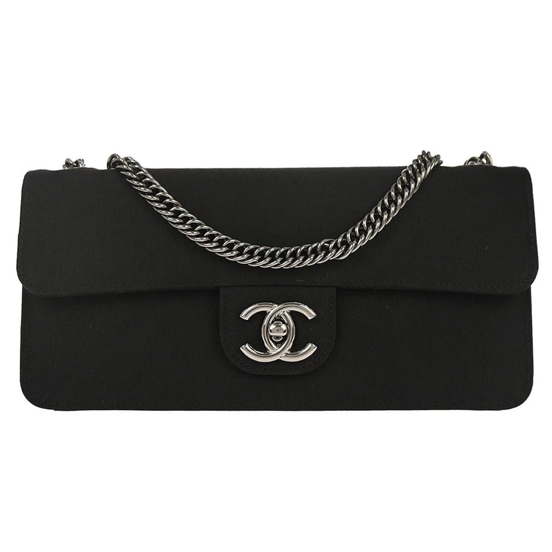CHANEL BLACK SATIN SHOULDER BAG (1 of 9)