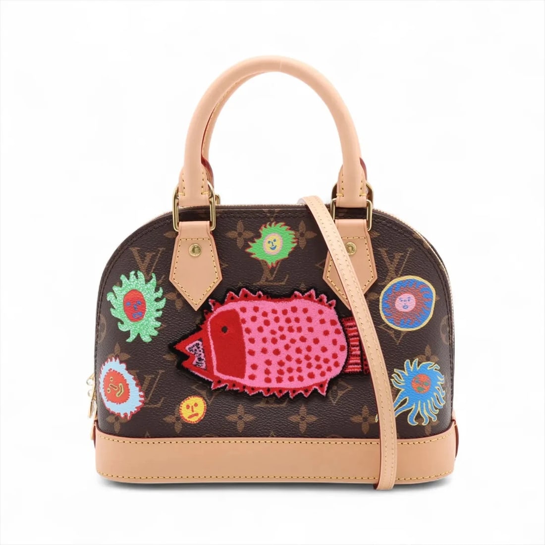 LOUIS VUITTON X YAYOI KUSAMA MONOGRAM ALMA: Louis Vuitton x Yayoi Kusama Monogram Alma Brand: Louis Vuitton x Yayoi Kusama Type: Hand bag Material: None Color: Brown Size: Height:6.7inch Length:9.3inch Depth:4.5inch Handle height:3.5inch Sh
