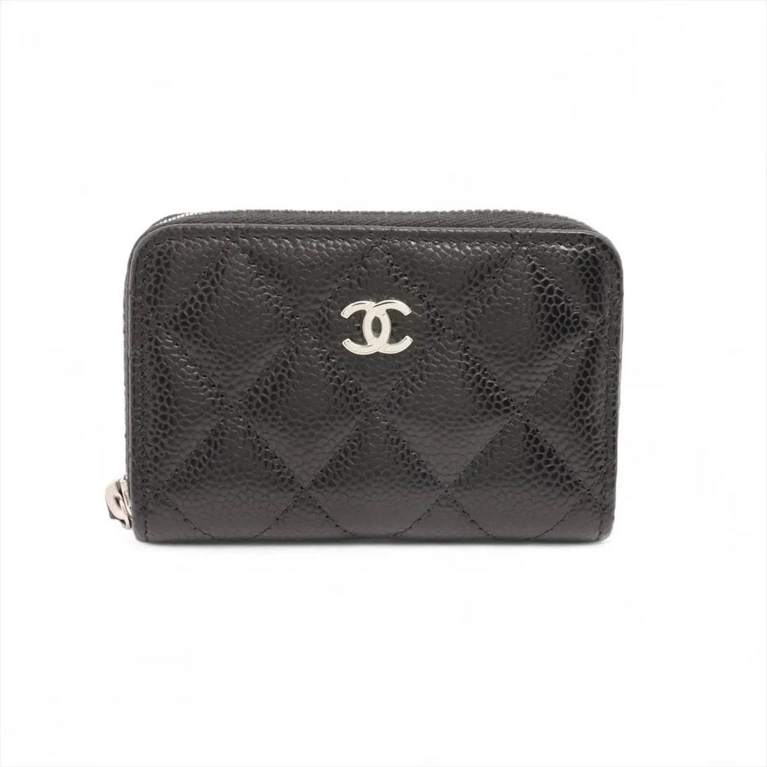CHANEL MATELASSE CAVIAR SKIN COIN PURSE: Chanel Matelasse Caviar Skin Coin Purse Brand: Chanel Type: Coin Purse Material: Caviar Skin Color: Black Size: Height:2.8inchLength:4.3inchDepth:0.8inch Accessories: None Accessories Notice: