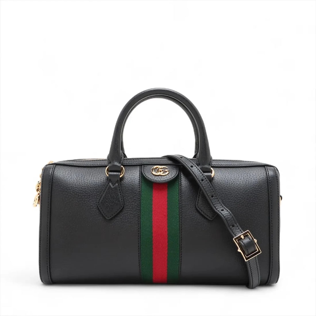 GUCCI OPHIDIA LEATHER 2 WAY HANDBAG BLACK (1 of 7)