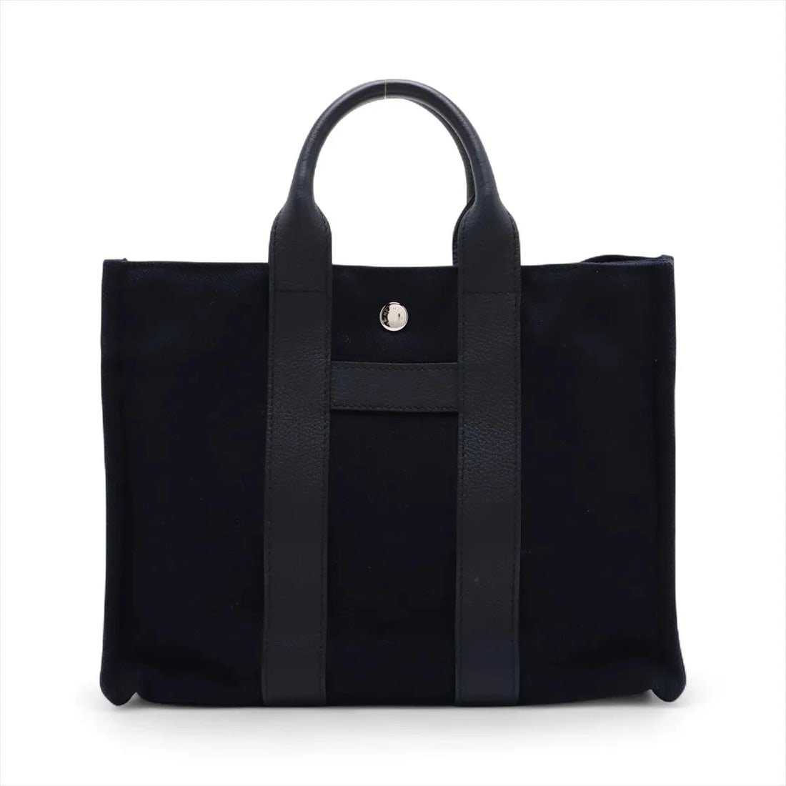 Hermes SAC ARNE PM CANVAS X LEATHER NAVY BLUE: Hermes Sac Arne PM canvas x leather Navy Blue Brand: Hermes Type: Hand bag Material: canvas Color: Navy Blue Size: Height:8.9inch Length:11.8inch Depth:3.1inch Handle height:3.7inch 
