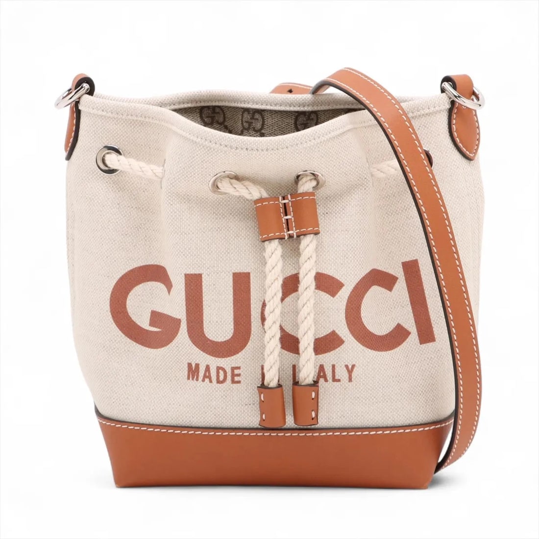 GUCCI LOGO PRINT CANVAS X LEATHER SHOULDER BAG (1 of 9)