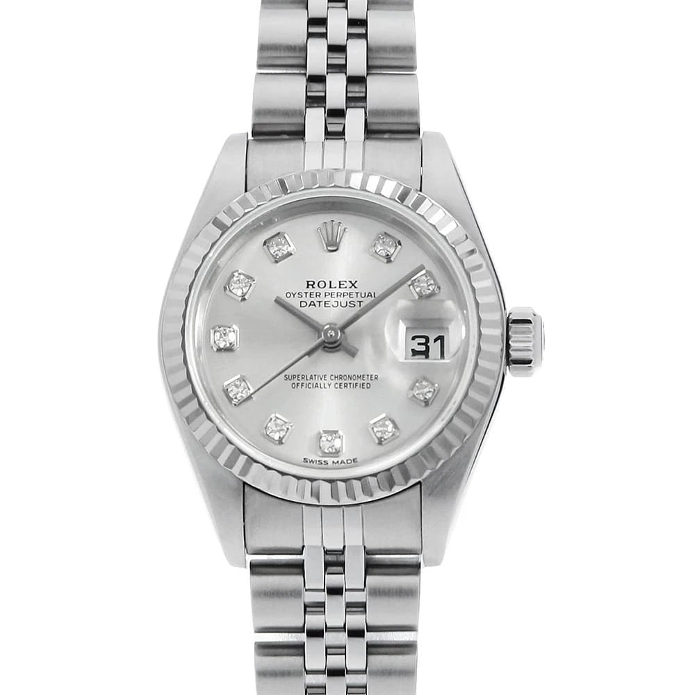 ROLEX DATEJUST 10P DIAMOND SILVER WRIST WATCH (1 of 5)