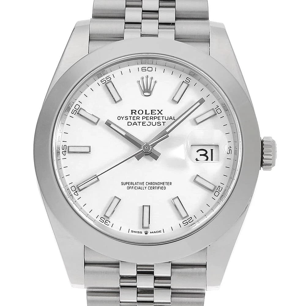 ROLEX DATEJUST 41 WHITE 5 ROW JUBILEE BRACELET WRIST WATCH (1 of 6)