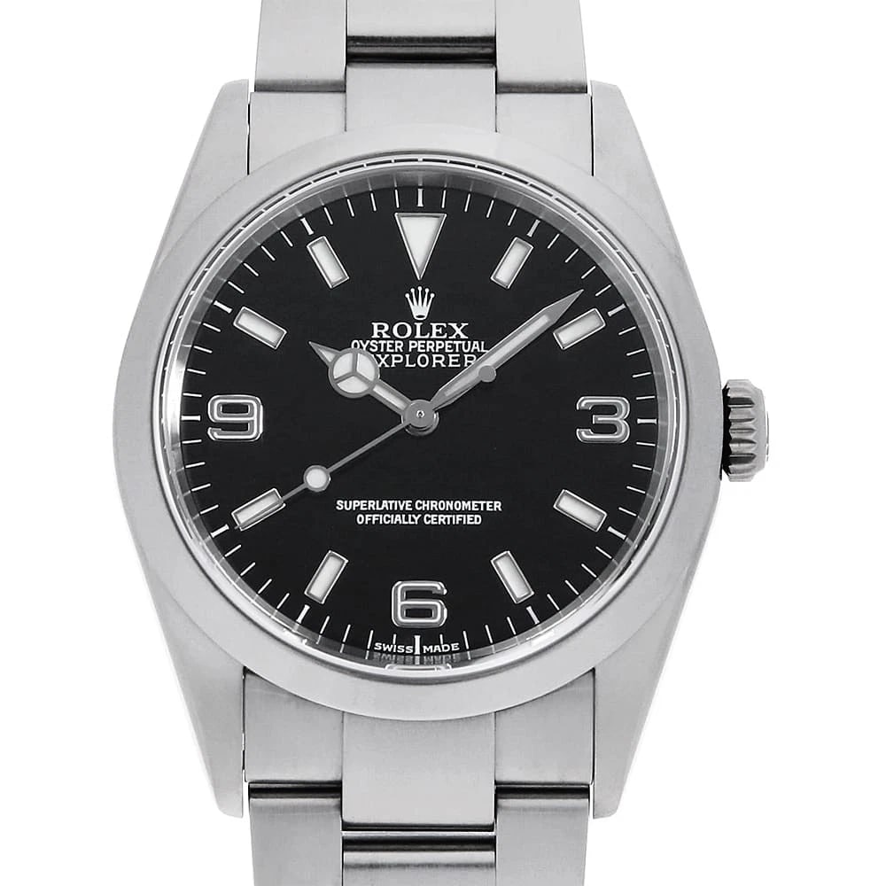 ROLEX EXPLORER BLACK Y WRIST WATCH: ROLEX Explorer black Y Wrist Watch Brand: ROLEX Type: Wrist watch Material: Band Material Stainless Steel, Case Material Stainless Steel Color: Black Size: Case:W36mm Circumference of Wrist:18cm