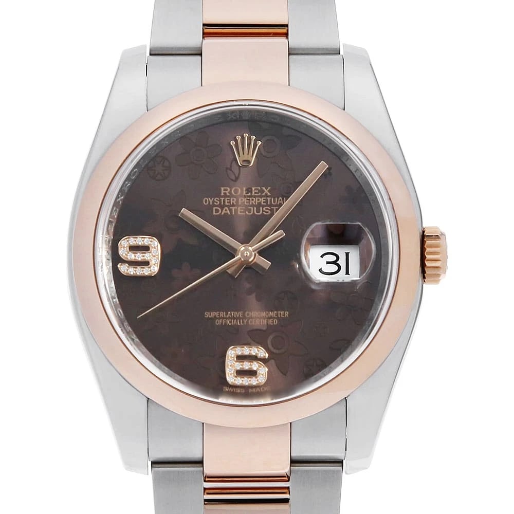 ROLEX DATEJUST ARABIC DIAMOND CHOCOLATE WRIST WATCH: ROLEX Datejust Arabic Diamond Chocolate Wrist Watch Brand: ROLEX Type: Wrist watch Material: Band Material Stainless Steel/Pink Gold, Case Material Stainless Steel/Pink Gold Color: Chocolate Brown