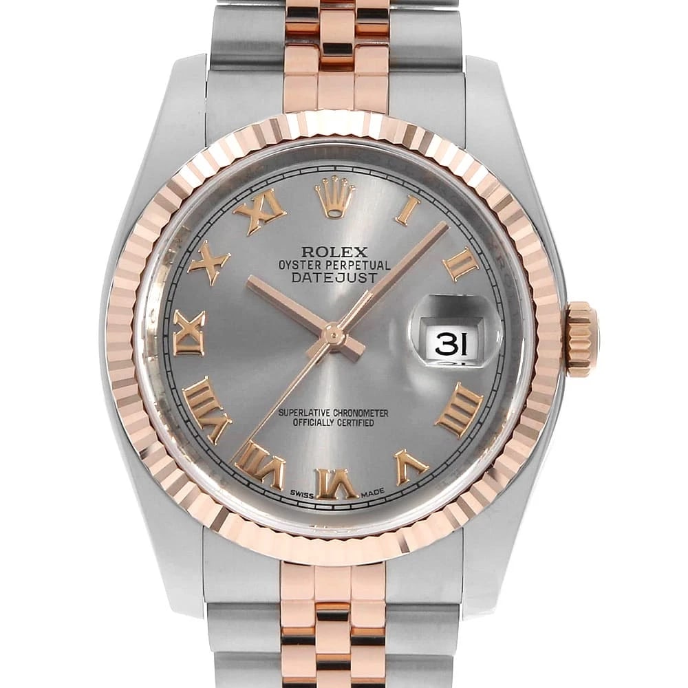 ROLEX DATEJUST GRAY ROMAN ROW JUBILEE BRACELET WRIST WATCH (1 of 5)