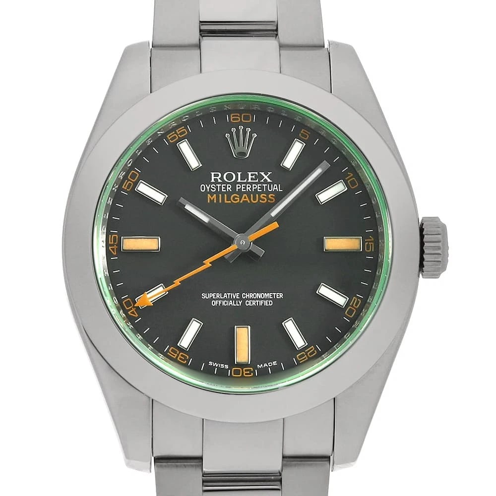 ROLEX MILGAUSS GREEN GLASS BLACK WRIST WATCH (1 of 4)