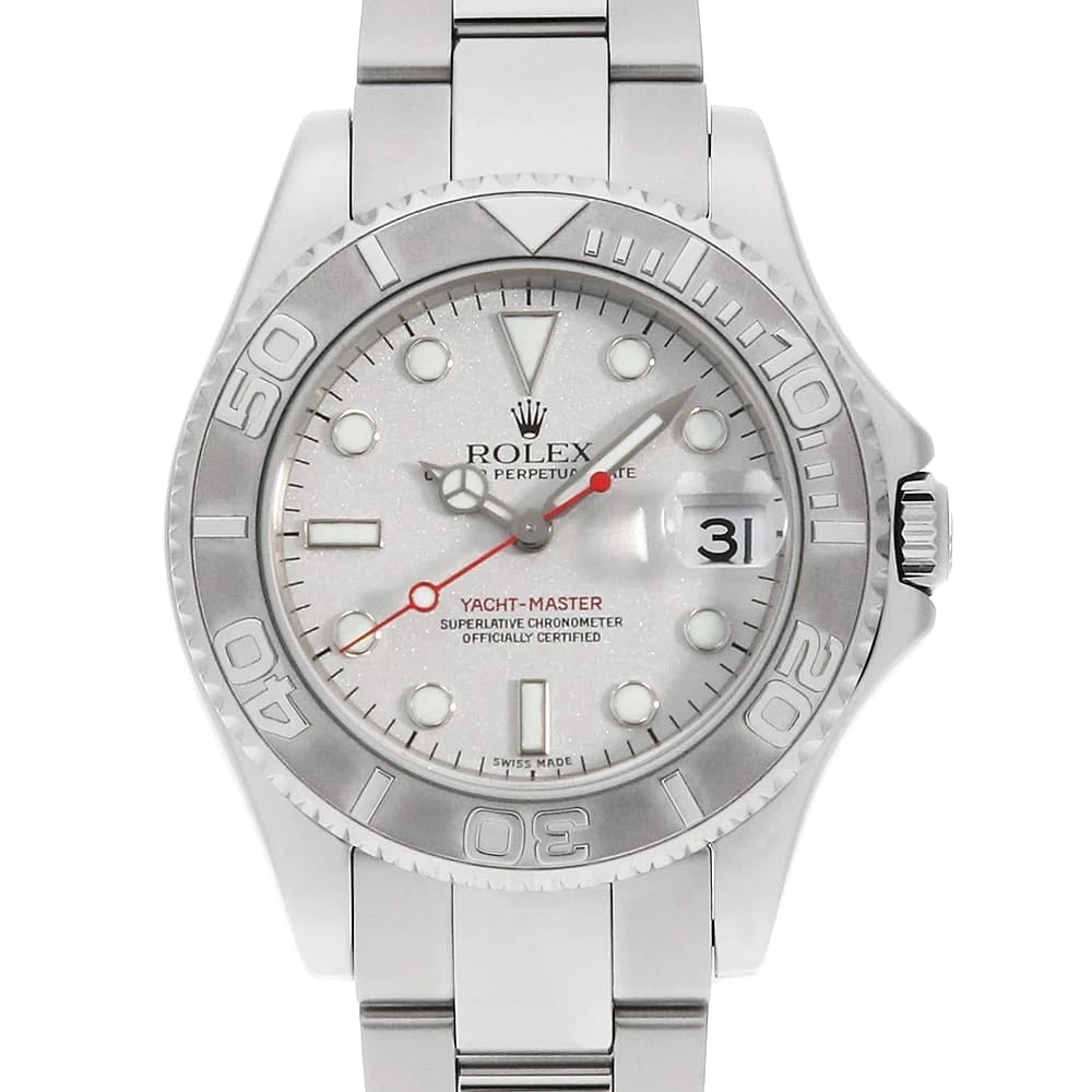 ROLEX YACHT MASTER SILVER WRIST WATCH: ROLEX Yacht master Silver Wrist Watch Brand: ROLEX Type: Wrist watch Material: Band Material Stainless Steel, Case Material Stainless Steel Color: Silver Size: Case:W34mm Circumference of Wrist:17