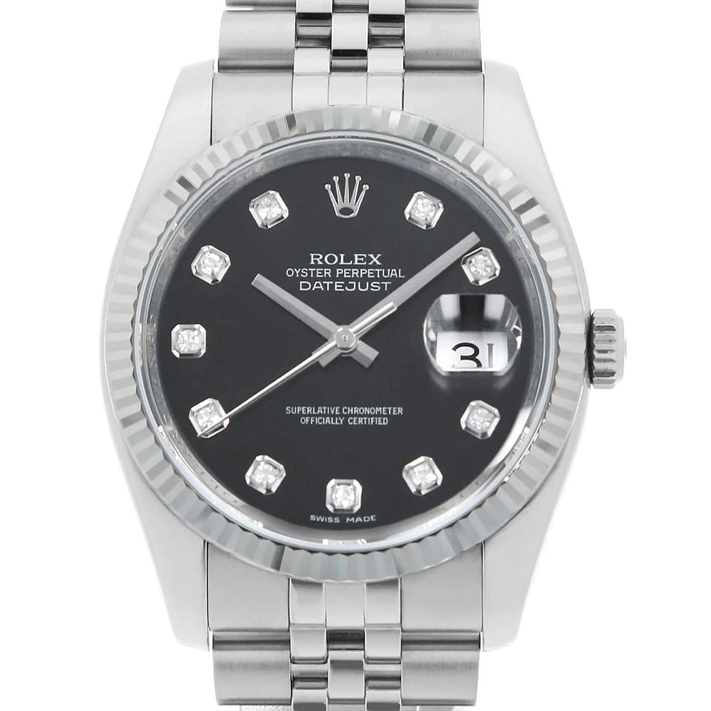 ROLEX DATEJUST 10P DIAMOND BLACK 5 ROW JUBILEE BRACELET WRIST WATCH: ROLEX Datejust 10P Diamond black 5 row jubilee bracelet Wrist Watch Brand: ROLEX Type: Wrist watch Material: Band Material Stainless Steel, Case Material Stainless Steel Color: Black Size: Case:W3