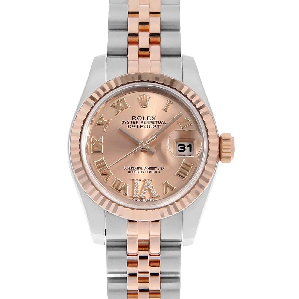 ROLEX DATEJUST DIAMOND PINK ROME WRIST WATCH: ROLEX Datejust diamond pink Rome Wrist Watch Brand: ROLEX Type: Wrist watch Material: Band Material Stainless Steel/Everose Gold, Case Material Stainless Steel/Everose Gold Color: Pink Size: