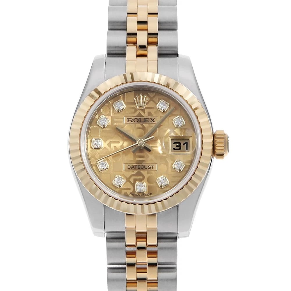 ROLEX DATEJUST 10P DIAMOND CHAMPAGNE CARVING WRIST WATCH: ROLEX Datejust 10P Diamond Champagne Carving Wrist Watch Brand: ROLEX Type: Wrist watch Material: Band Material Stainless Steel/Yellow Gold, Case Material Stainless Steel/Yellow Gold Color: Champag