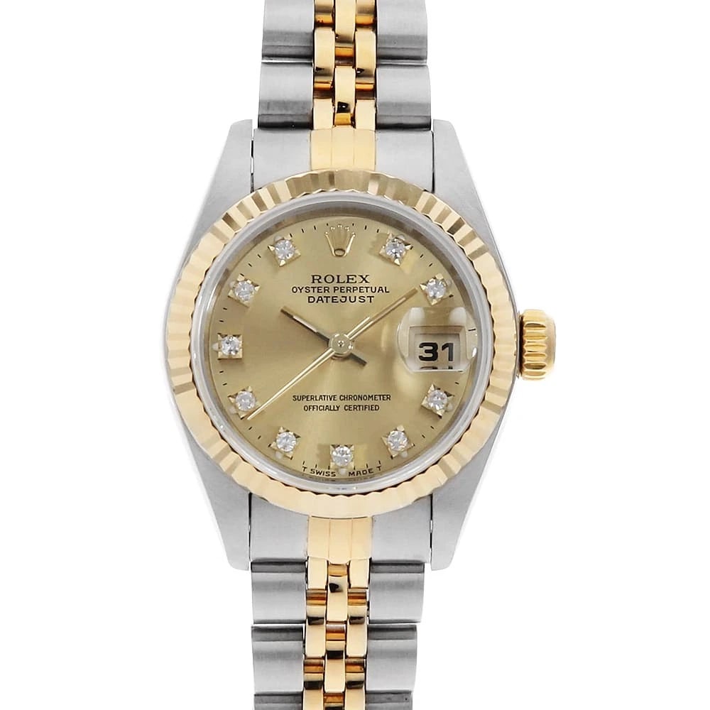 ROLEX DATEJUST 10P DIAMOND CHAMPAGNE WRIST WATCH (1 of 4)