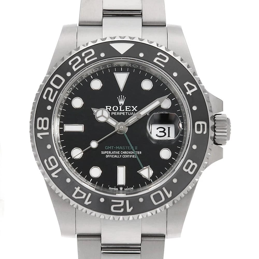 ROLEX GMT MASTER II BLACK 3 ROW OYSTER BRACELET WRIST WATCH (1 of 5)