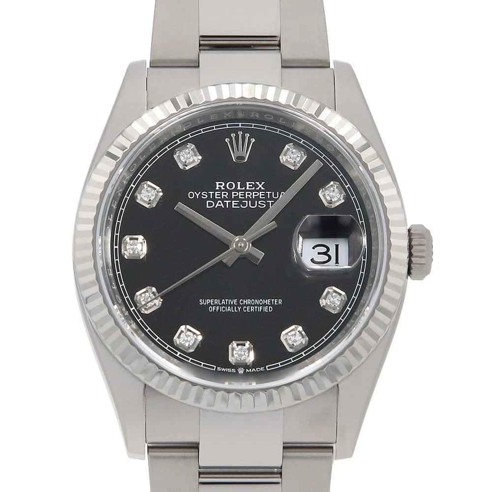 ROLEX DATEJUST 36 10P DIAMOND BLACK 3 ROW OYSTER BRACELET WRIST WATCH (1 of 7)