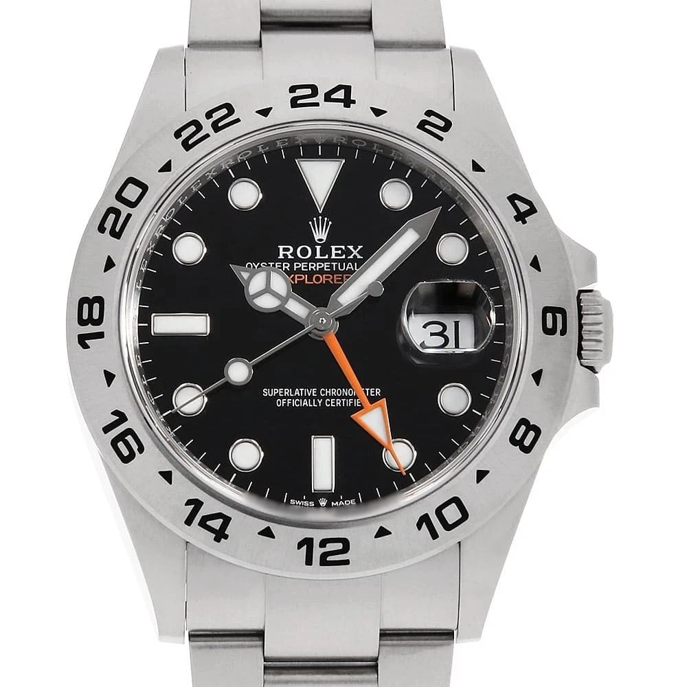ROLEX EXPLORER II BLACK SECOND HAND WRIST WATCH: ROLEX Explorer II black second hand Wrist Watch Brand: ROLEX Type: Wrist watch Material: Band Material Stainless Steel, Case Material Stainless Steel Color: Black Size: Case:W42mm Circumference of