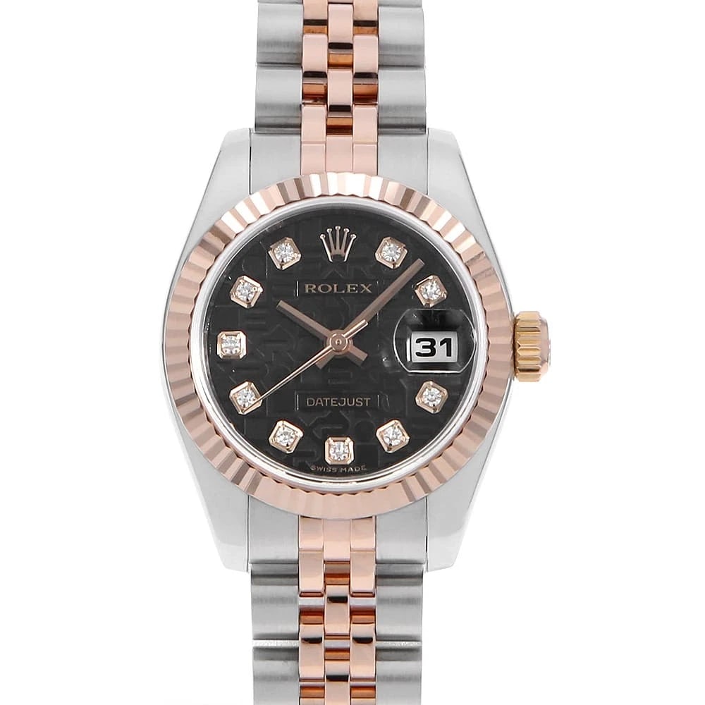 ROLEX DATEJUST DIAMOND BLACK CARVING COMPUTER WRIST WATCH: ROLEX Datejust Diamond black Carving computer Wrist Watch Brand: ROLEX Type: Wrist watch Material: Band Material Stainless Steel/Everose Gold, Case Material Stainless Steel Color: Black Size: Case