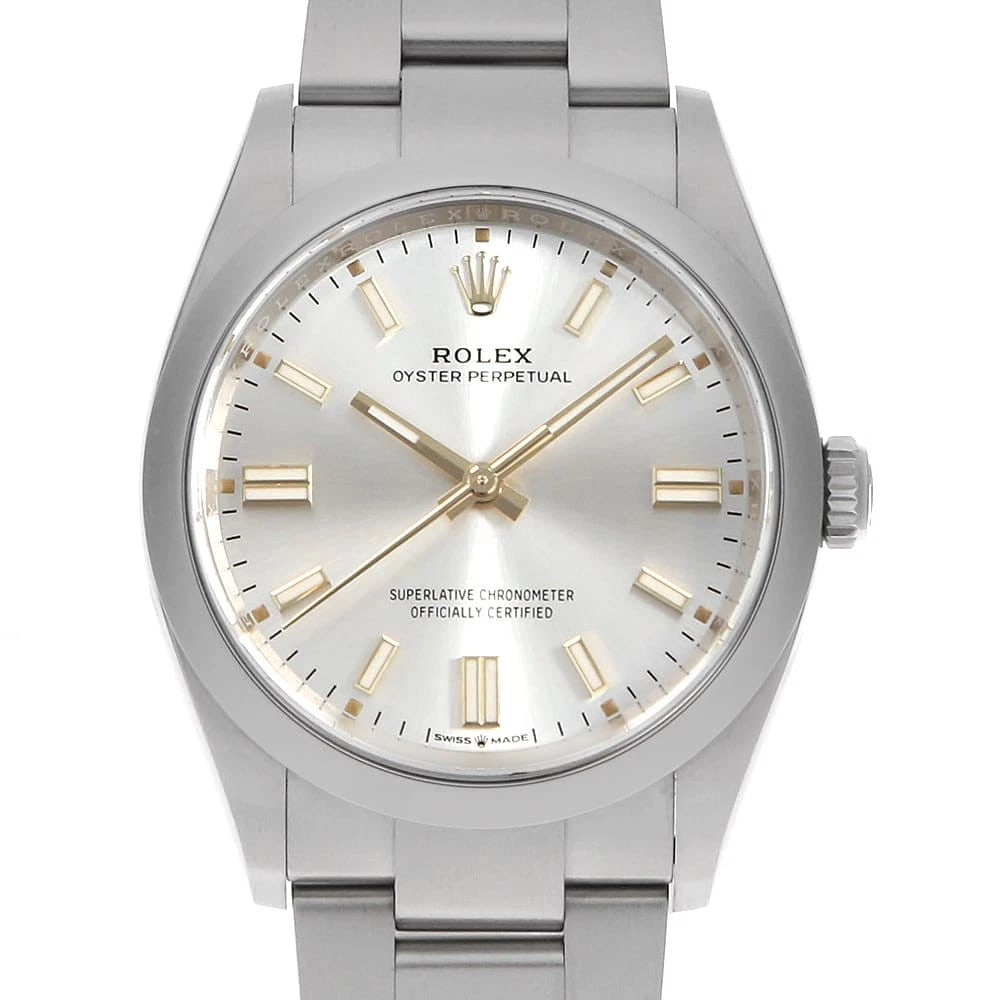 ROLEX OYSTER PERPETUAL SILVER WRIST WATCH (1 of 5)