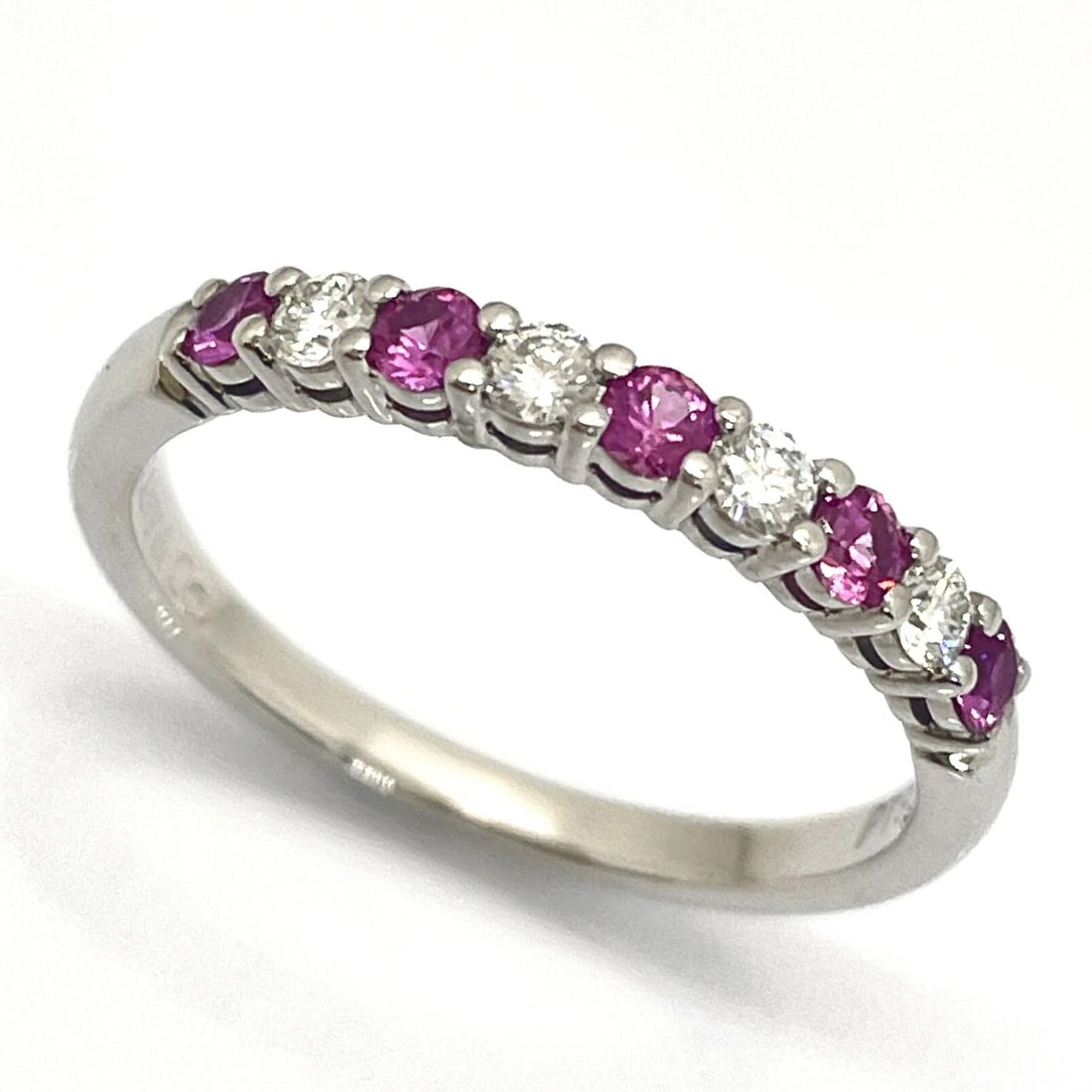 TIFFANY & CO. PINK SAPPHIRE DIAMOND PT950 RING: Tiffany & Co. Pink Sapphire Diamond Pt950 Ring Brand: Tiffany & Co. Type/Style: Ring Material: Metal Purity Pt950, Metal Platinum, Main Stone/Creation Natural Color: Platinum Size: US 5 