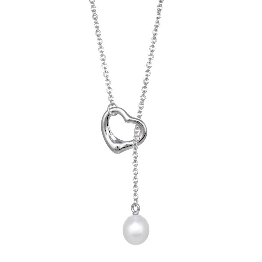 TIFFANY & CO. PERETTI HEART SILVER PEARL NECKLACE: Tiffany & Co. Peretti Heart Silver Pearl Necklace Brand: Tiffany & Co. Type/Style: Necklace Material: Metal Purity 925, Metal Silver, Color: Silver Size: H15.5mm x W16mmPearl: H10mm x W9mmChain le
