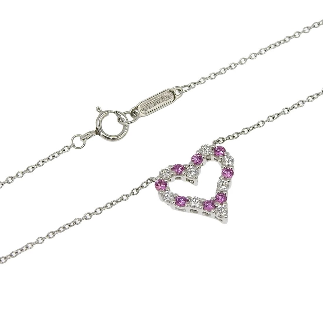 TIFFANY SENTIMENTAL HEART PENDANT NECKLACE: TIFFANY Sentimental Heart Pendant Necklace Brand: Tiffany & Co. Type/Style: Necklace Material: Metal Purity Pt950, Metal Platinum (Pt950), Main Stone/Creation Natural Color: Platinum Size: Bracele
