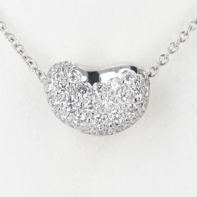 TIFFANY PT950 ELSA PERETTI BEAN PAVE DIAMOND NECKLACE: Tiffany Pt950 Elsa Peretti Bean Pave Diamond Necklace Brand: TIFFANY & Co. Type/Style: Necklace Material: Metal Purity Pt950, Metal Platinum, Main Stone/Creation Natural Color: Platinum Size: