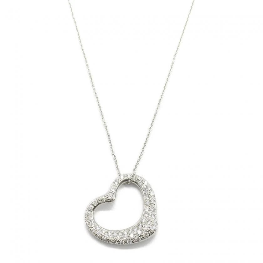TIFFANY & CO. OPEN HEART DIAMOND PT950 NECKLACE: Tiffany & Co. Open Heart Diamond Pt950 Necklace Brand: Tiffany & Co. Type/Style: Necklace Material: Metal Purity Pt950, Metal Platinum, Main Stone/Creation Natural Color: Platinum Size: Length: 40