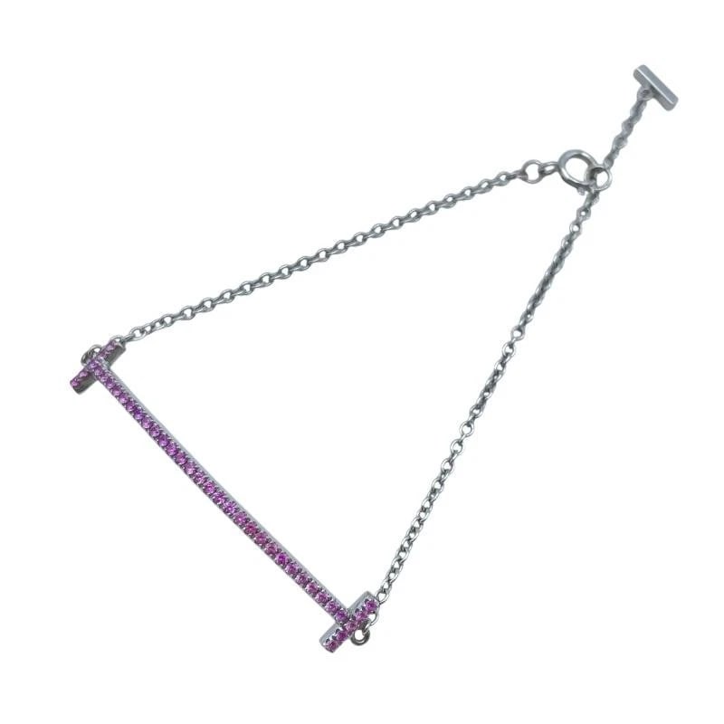 TIFFANY & CO. T SMILE PINK SAPPHIRE 750WG BRACELET: Tiffany & Co. T Smile Pink Sapphire 750WG Bracelet Brand: Tiffany & Co. Type/Style: Bracelet Material: Metal Purity K18, Metal White Gold, Color: White Gold Size: Length: Approx. 6.5mmWidth: Appro