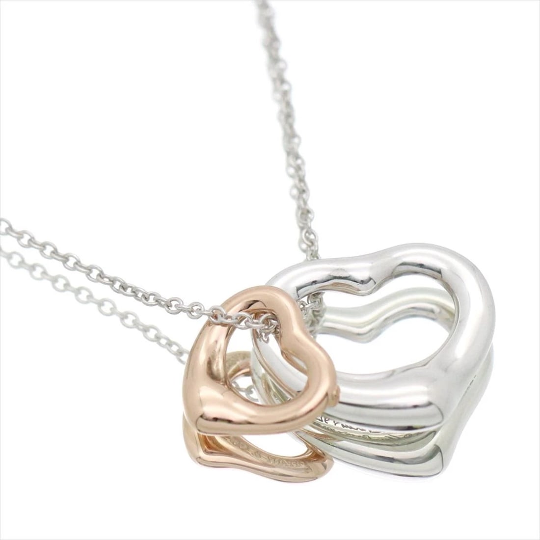 TIFFANY&CO. NECKLACE EXTRA MINI DOUBLE OPEN HEART7: Tiffany&Co. Necklace Extra Mini Double Open Heart7 Brand: TIFFANY & Co. Type/Style: Necklace Material: Metal Purity K18PG, Ag925, Metal K18PG Pink Gold, Ag925 Silver, Main Stone/Creation Natural Co