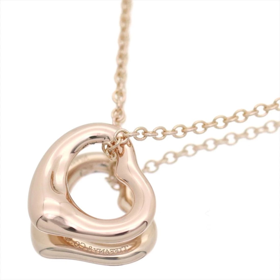TIFFANY NECKLACE OPEN HEART PENDANT PINK GOLD: Tiffany Necklace Open Heart Pendant Pink Gold Brand: TIFFANY & Co. Type/Style: Necklace Material: Metal Purity K18, Metal K18PG Pink Gold, Main Stone/Creation Natural Color: Pink Gold Size: