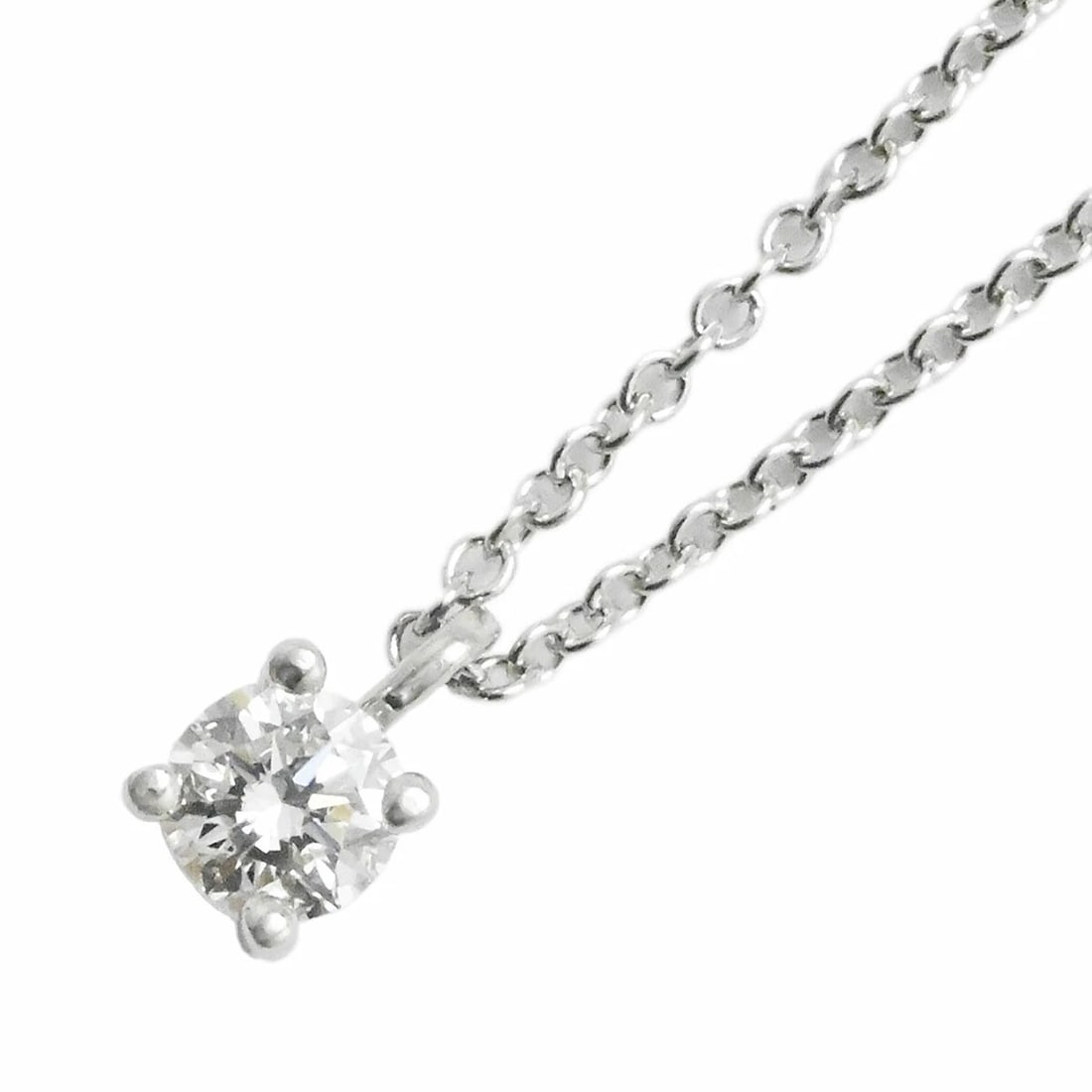 TIFFANY & CO. SOLITAIRE STUD DIAMOND NECKLACE: Tiffany & Co. Solitaire Stud Diamond Necklace Brand: Tiffany & Co. Type/Style: Necklace Material: Metal Purity Pt950, Metal Pt950, Main Stone/Creation Natural Color: Silver Size: Chain Length: