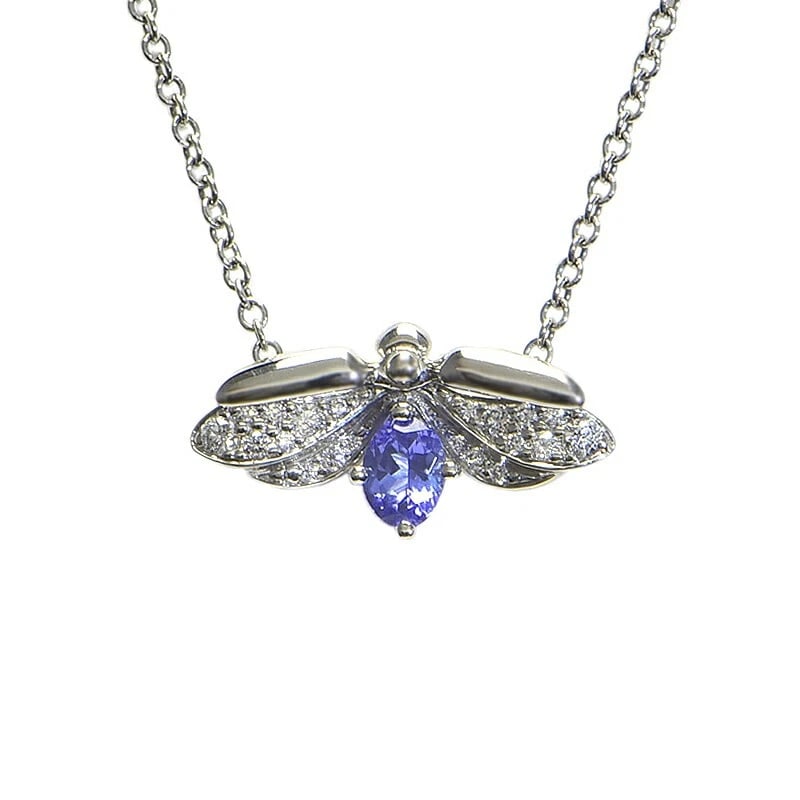 TIFFANY PAPER FLOWER TANZANITE FIREFLY PENDANT NECKLACE (1 of 4)