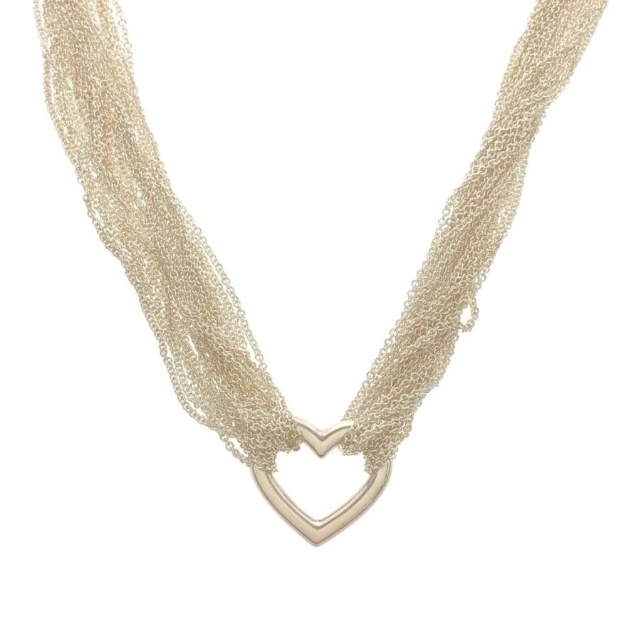 TIFFANY & CO. OPEN HEART MESH CHAIN SILVER NECKLACE: Tiffany & Co. Open Heart Mesh Chain Silver Necklace Brand: Tiffany & Co. Type/Style: Necklace Material: Metal Purity SV925, Metal Silver, Main Stone/Creation Natural Color: Silver Size: Top length