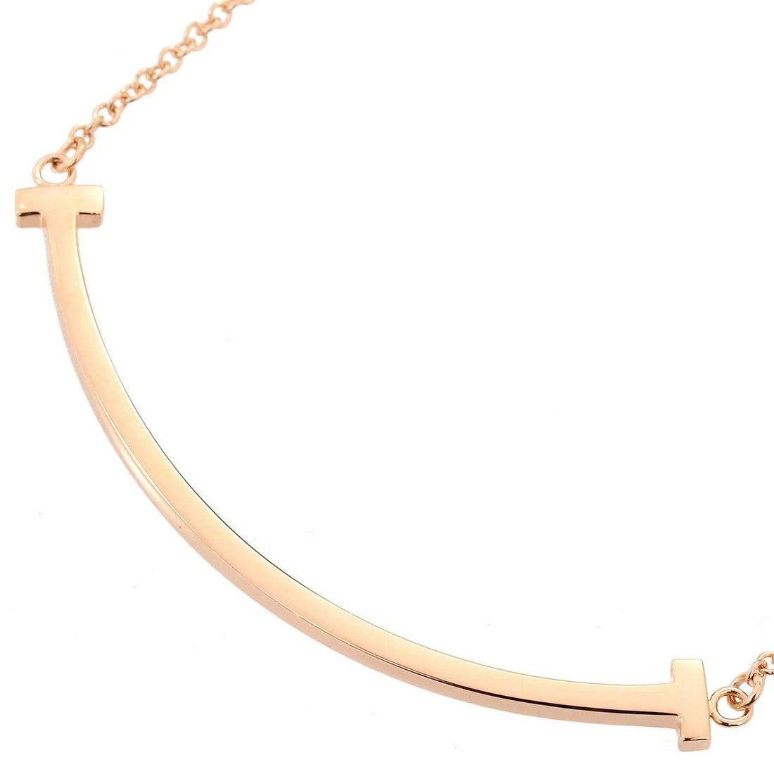 TIFFANY & CO. T SMILE PENDANT SMALL NECKLACE: TIFFANY & Co. T Smile Pendant Small Necklace Brand: Tiffany & Co. Type/Style: Necklace Material: Metal Purity Au750, Metal K18 Pink Gold, Color: Pink Gold Size: Approx. 8.5 x 37.6 x 1.4 mmChain Le