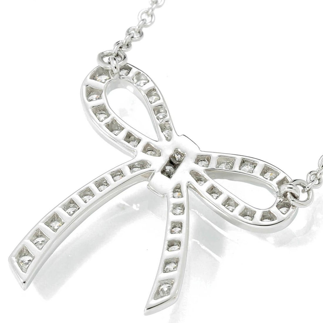 TIFFANY & CO. BOW RIBBON NECKLACE DIAMOND PLATINUM (1 of 5)