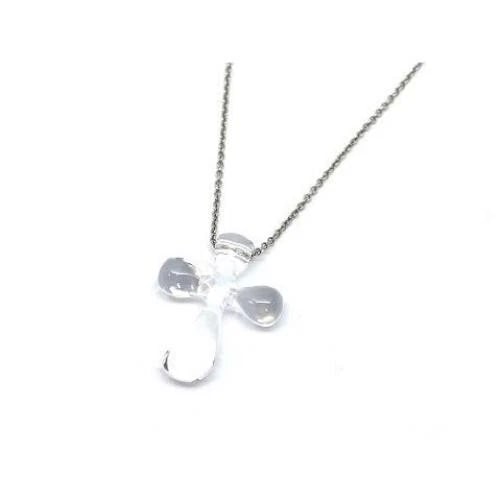 TIFFANY & CO. CROSS QUARTZ PLATINUM NECKLACE: Tiffany & Co. Cross Quartz Platinum Necklace Brand: Tiffany & Co. Type/Style: Necklace Material: Metal Purity Pt950, Metal Platinum, Color: Platinum Size: length: 41.0 cm Accessories: None