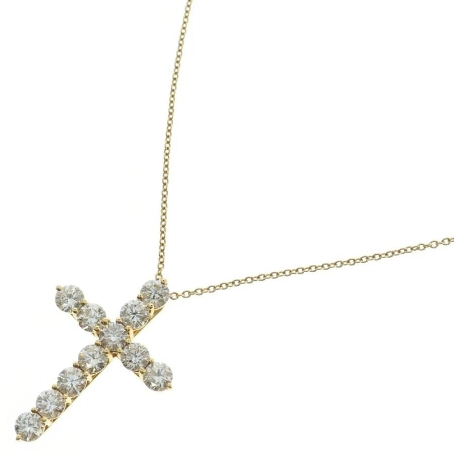 TIFFANY & CO. LARGE CROSS DIAMOND 750YG NECKLACE: Tiffany & Co. Large Cross Diamond 750YG Necklace Brand: Tiffany & Co. Type/Style: Necklace Material: Metal Purity 750, Metal Yellow Gold, Main Stone/Creation Natural Color: Yellow Gold Size: Actua