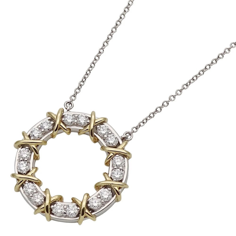 TIFFANY & CO. NECKLACE PT950 750YG DIAMOND: Tiffany & Co. Necklace PT950 750YG Diamond Brand: TIFFANY & Co. Type/Style: Necklace Material: Metal Purity PT950, 750YG, Metal Platinum PT950, 750YG Yellow Gold, Main Stone/Creation Natural Color: